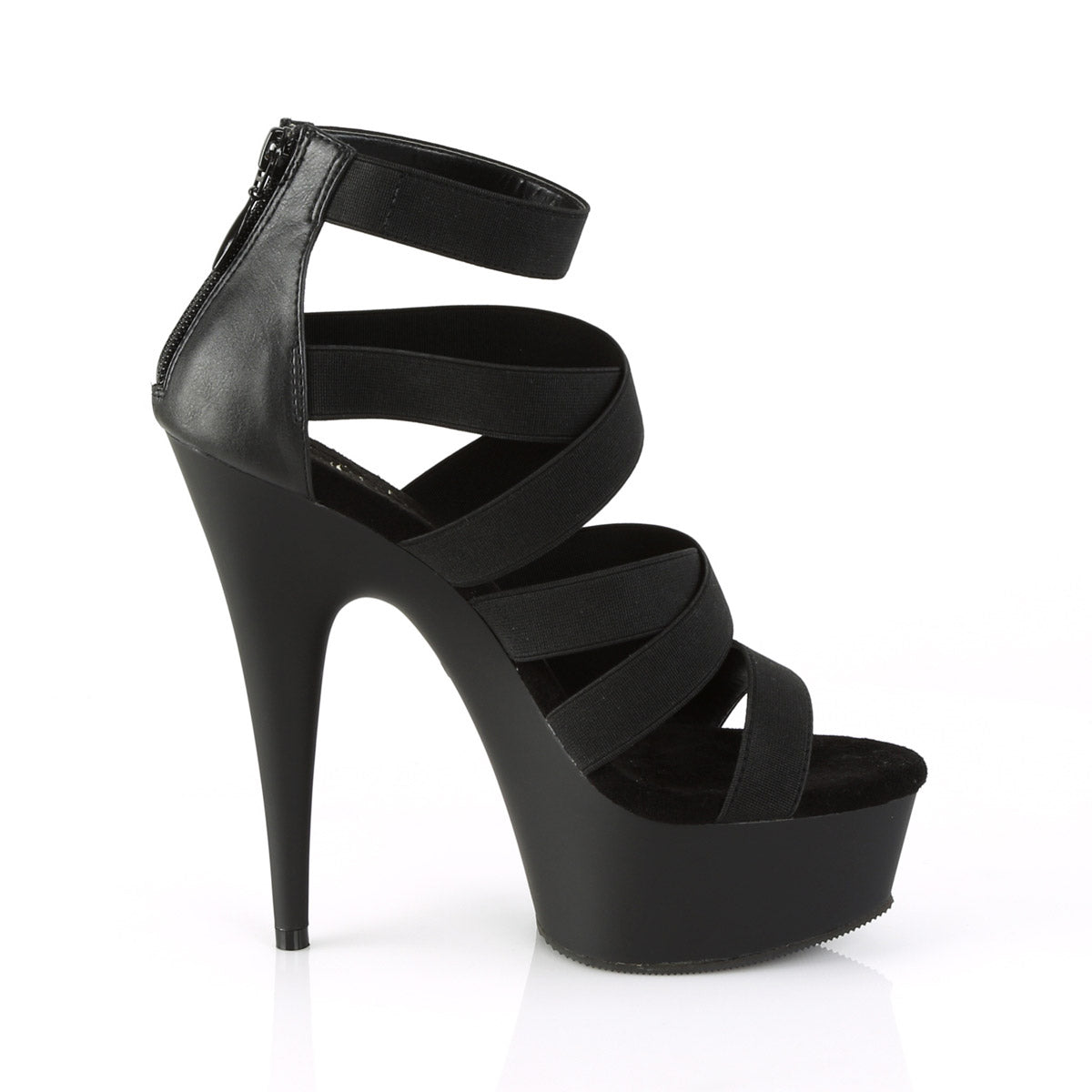 6" Heel, 1 3/4" PF Double Criss Cross Sandal, Back Zip Pleaser Pleaser DELIGHT/659