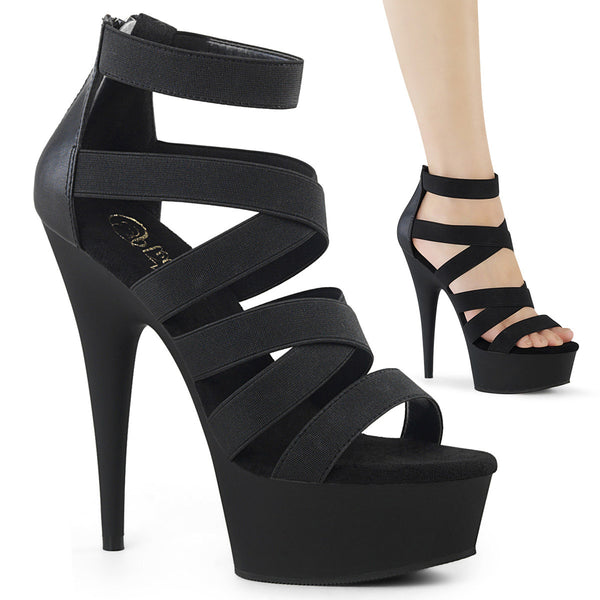 6" Heel, 1 3/4" PF Double Criss Cross Sandal, Back Zip Pleaser Pleaser DELIGHT/659