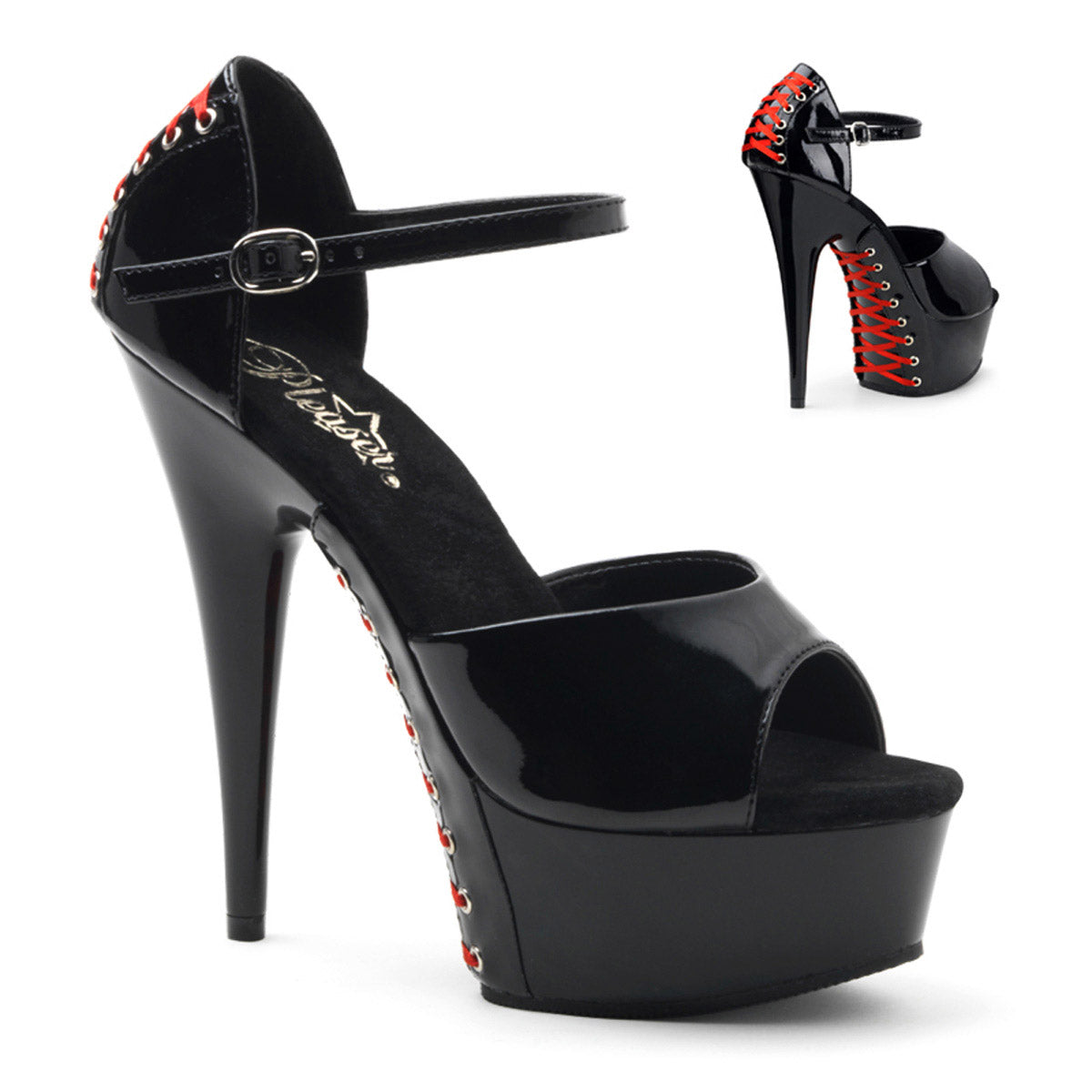 Corset Laced Peep Toe Platform Stiletto Sandals High Heels Shoes Pleaser  DELIGHT/660FH Main image