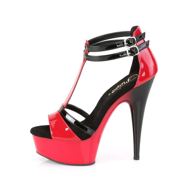 6" Heel, 1 3/4" Pf Two Tone T-strap Ankle Strap Sandal Pleaser Pleaser DEL663/R/B/M