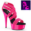 6" Heel, 1" PF UV Reactive Criss Cross Sandal, Back Zip Pleaser Pleaser DELIGHT/669UV