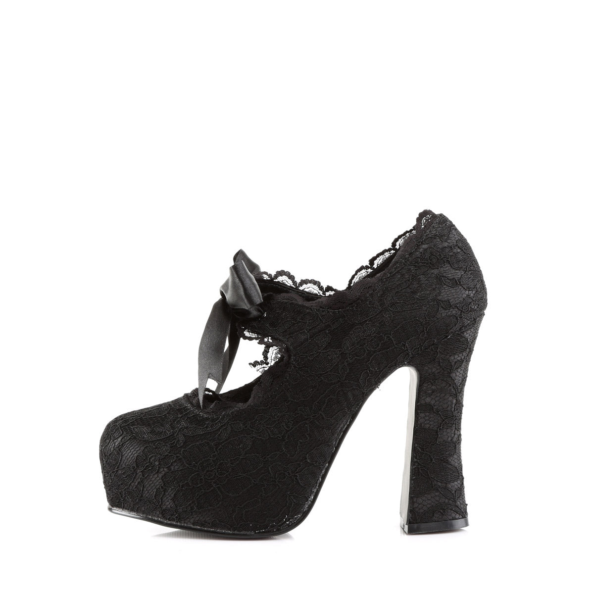 Sexy Hidden Platform Mary Jane Pumps Lace Overlay High Heels Shoes Pleaser Demonia DEMON/11