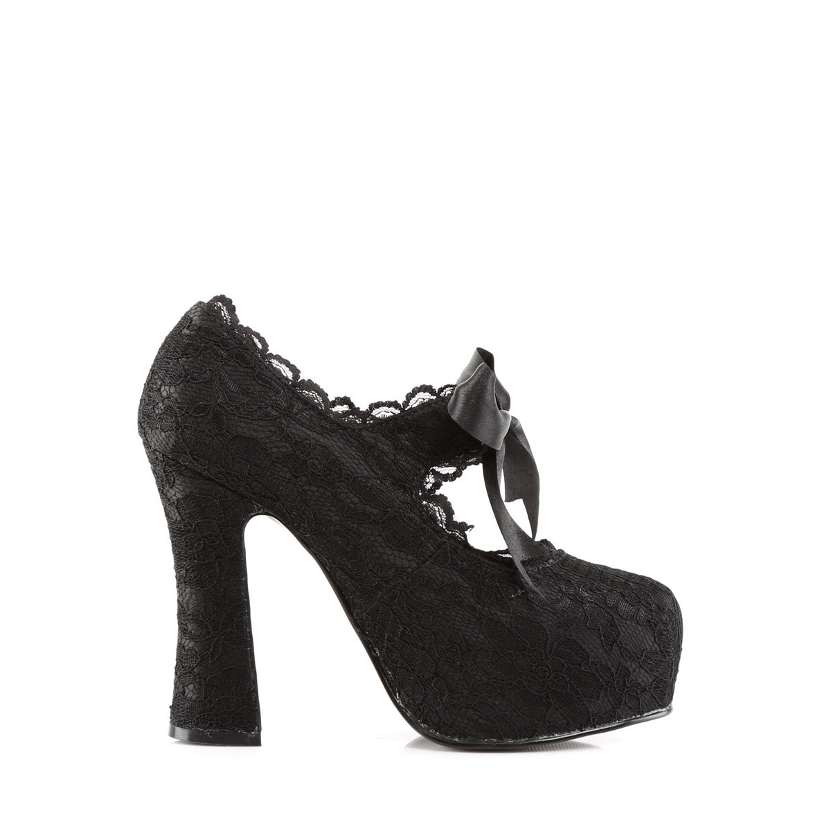 Sexy Hidden Platform Mary Jane Pumps Lace Overlay High Heels Shoes Pleaser Demonia DEMON/11