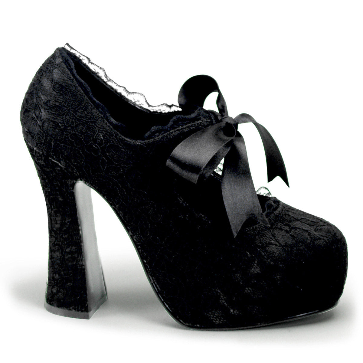 Sexy Hidden Platform Mary Jane Pumps Lace Overlay High Heels Shoes Pleaser Demonia DEMON/11 Main image
