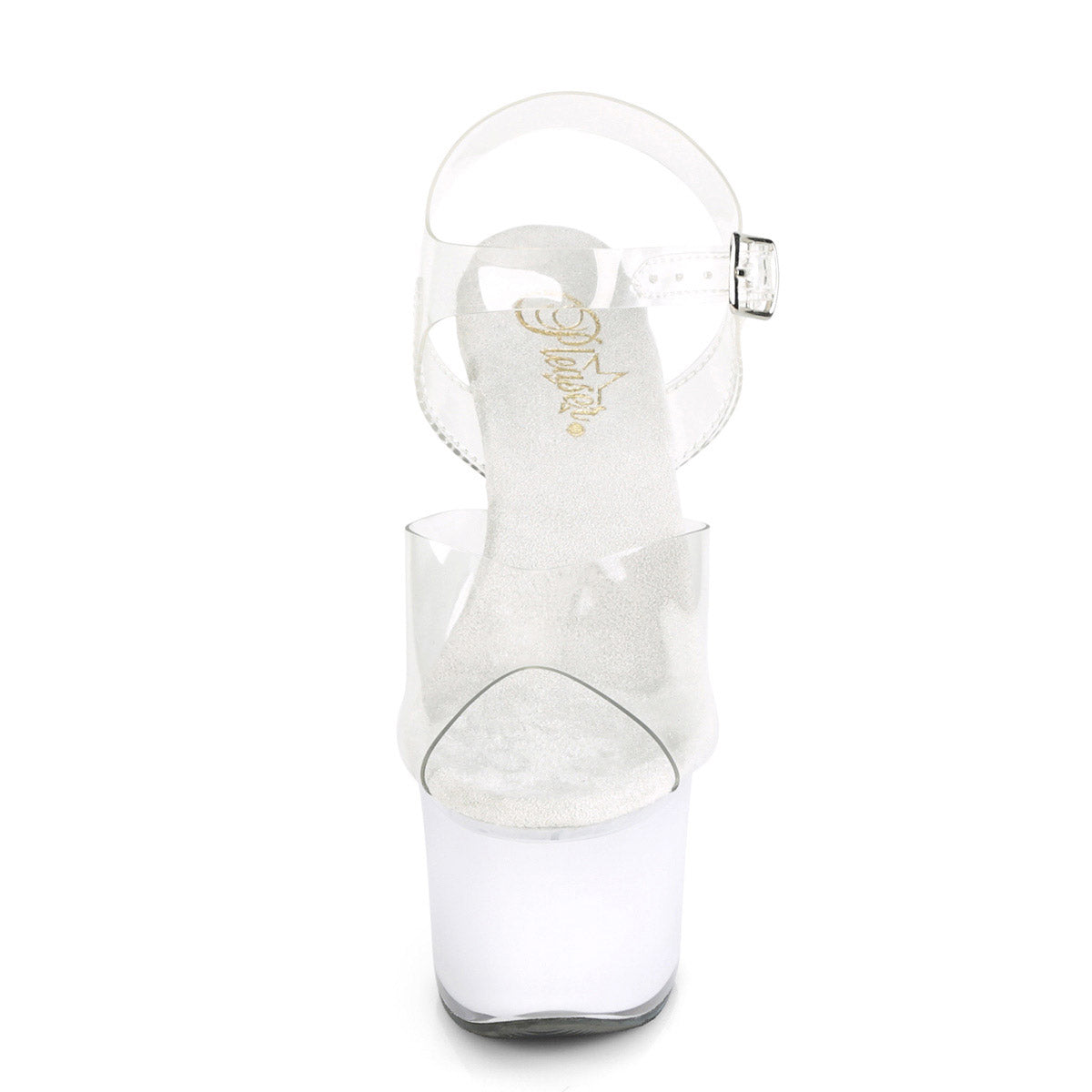 7" Heel, 2 3/4" PF LED Illuminated Ankle Strap Sandal Pleaser Pleaser DISCOLITE/708