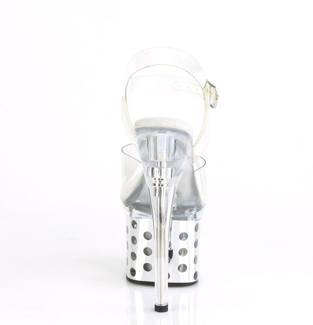 7" Heel, 3" Pf Led Illuminated Ankle Strap Sandal Pleaser Pleaser DISCOLITE/708DOTS