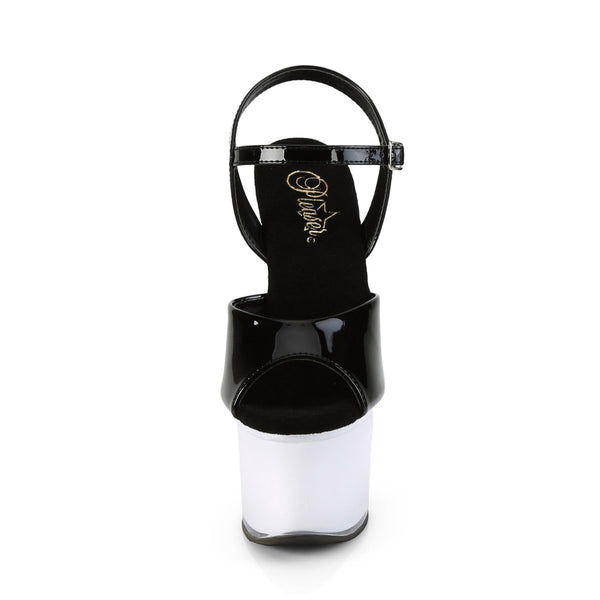 7" Heel, 2 3/4" PF LED Illuminated Ankle Strap Sandal Pleaser Pleaser DISCOLITE/709