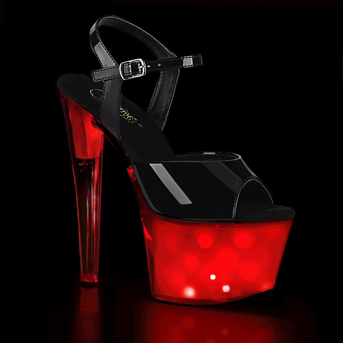 7" Heel, 2 3/4" PF LED Illuminated Ankle Strap Sandal Pleaser Pleaser DISCOLITE/709 Main image