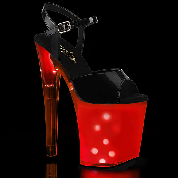 8" Heel, 4" PF LED Illuminated Ankle Strap Sandal Pleaser Pleaser DISCOLITE/809