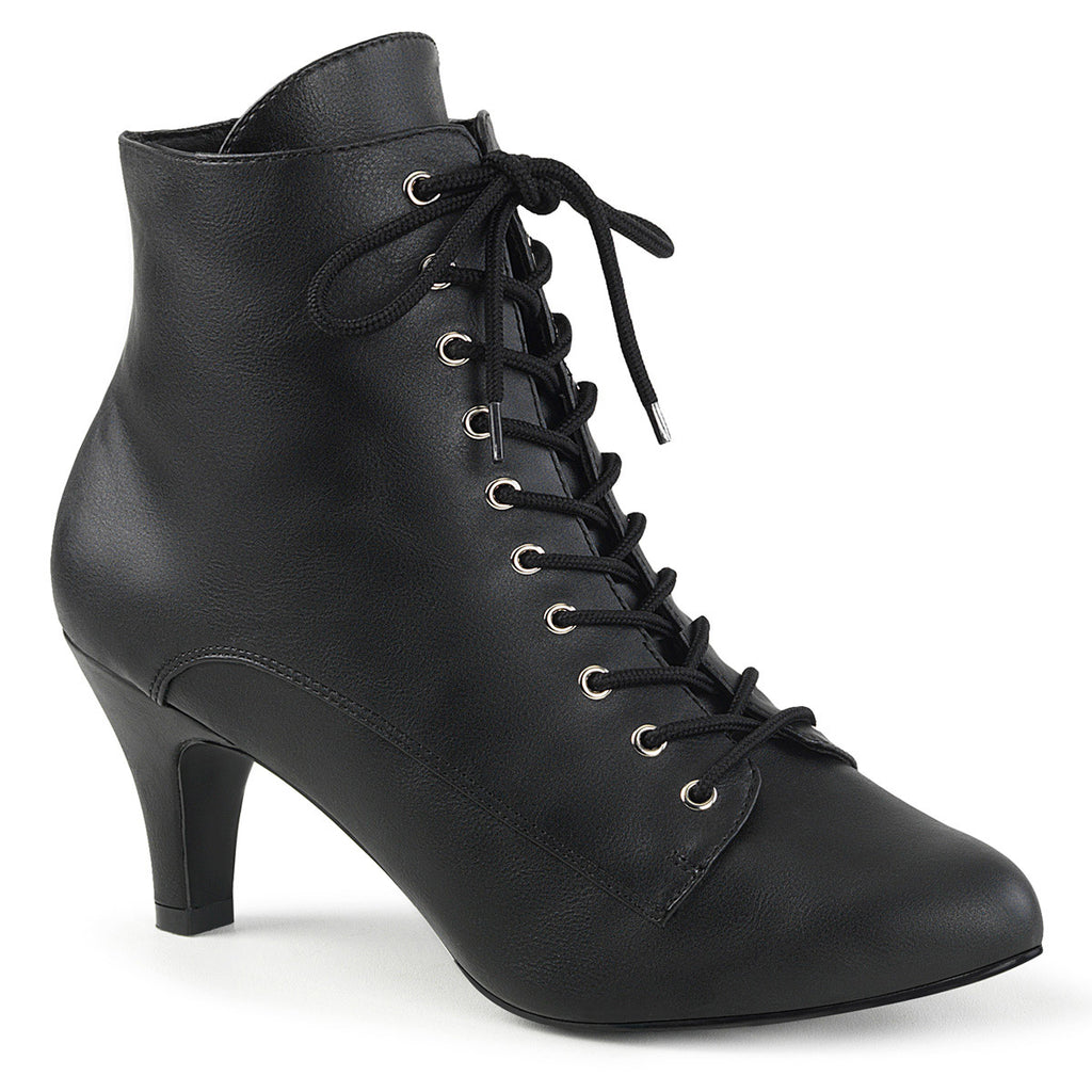 3" Heel Ankle Boot Blk Faux Leather Pleaser Pleaser Pink Label DIVINE/1020