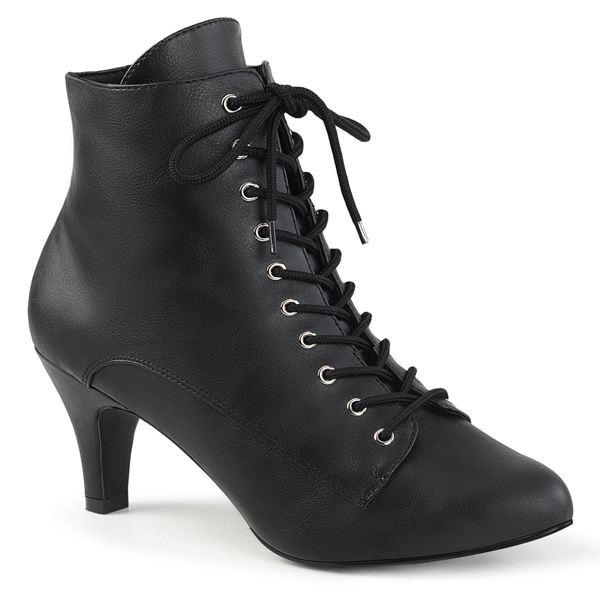 3" Heel Ankle Boot Blk Faux Leather Pleaser Pleaser Pink Label DIVINE/1020