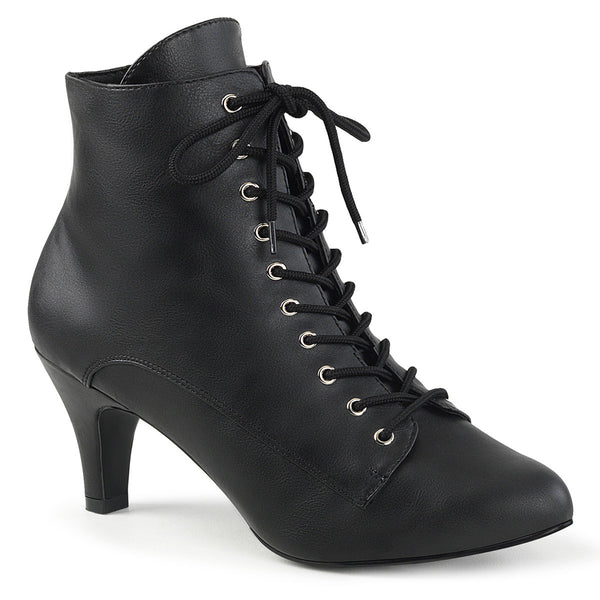 3" Heel Ankle Boot Blk Faux Leather Pleaser Pleaser Pink Label DIVINE/1020