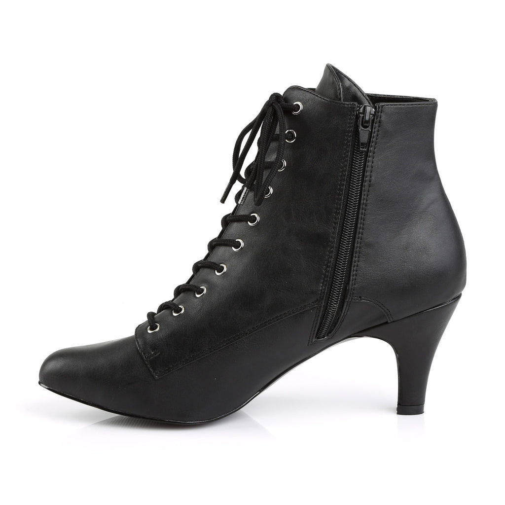 3" Heel Ankle Boot Blk Faux Leather Pleaser Pleaser Pink Label DIVINE/1020