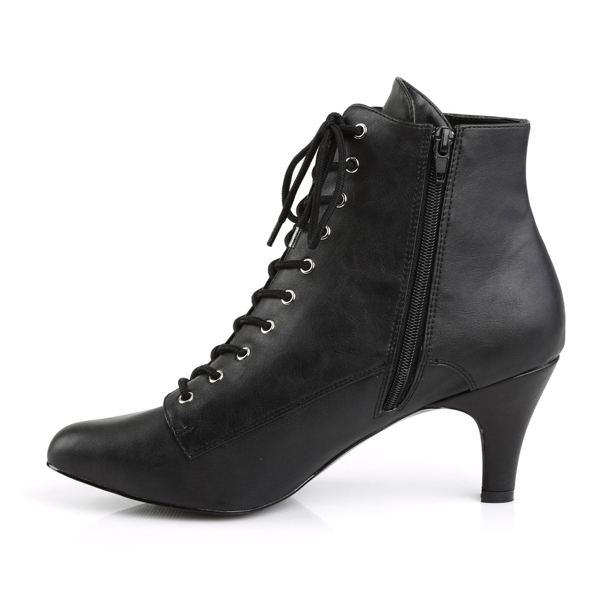 3" Heel Ankle Boot Blk Faux Leather Pleaser Pleaser Pink Label DIVINE/1020