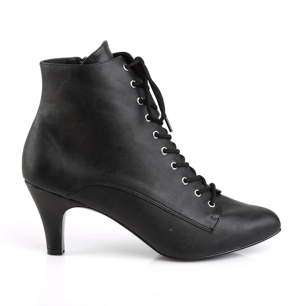 3" Heel Ankle Boot Blk Faux Leather Pleaser Pleaser Pink Label DIVINE/1020