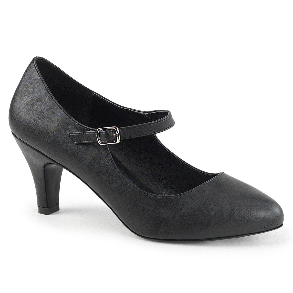 3" Block Heel D'orsay Mary Jane Pump Blk Faux Leather Pleaser Pleaser Pink Label DIVINE/440 Main image