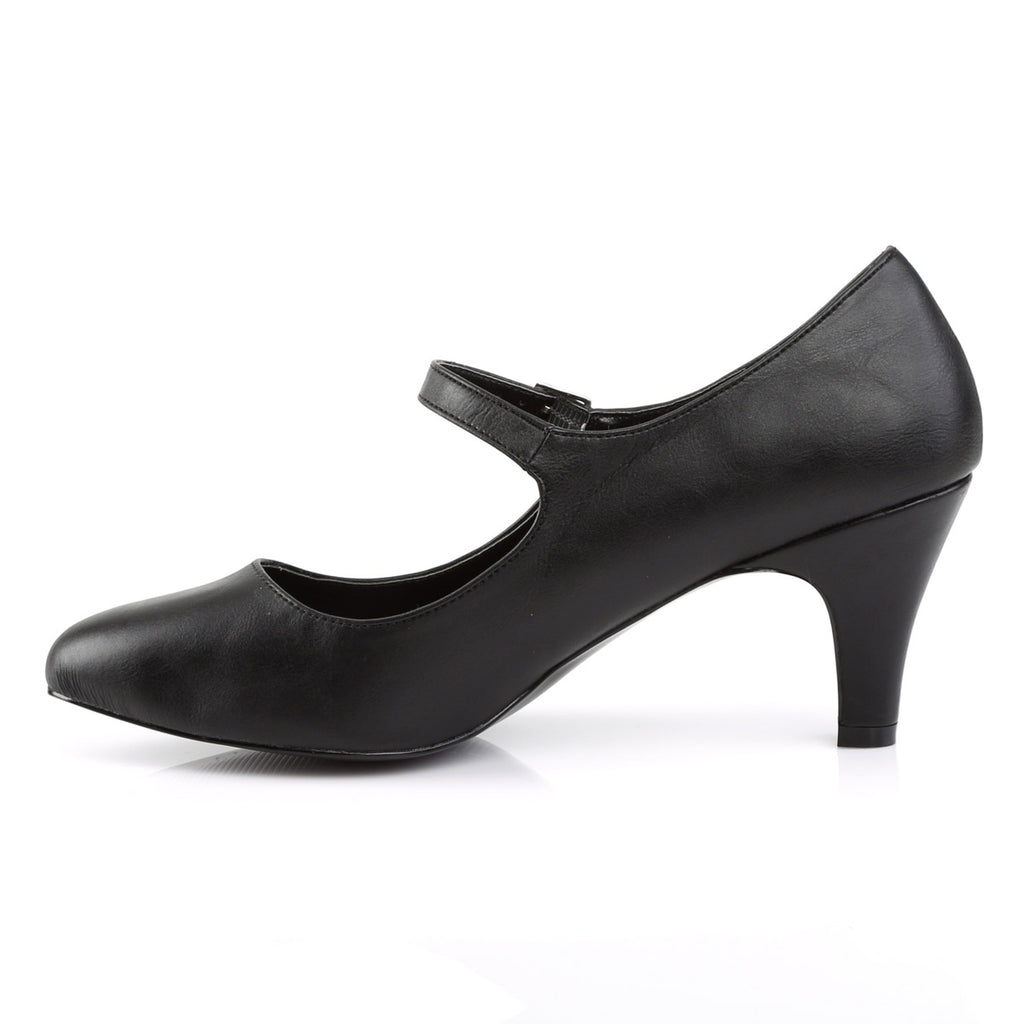 3" Block Heel D'orsay Mary Jane Pump Blk Faux Leather Pleaser Pleaser Pink Label DIVINE/440