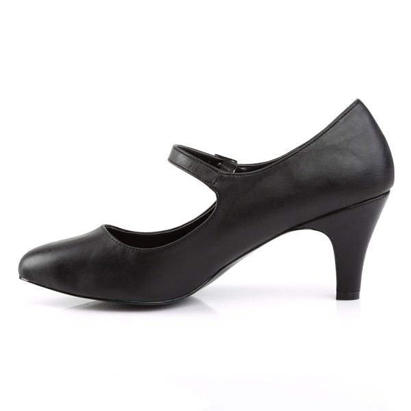 3" Block Heel D'orsay Mary Jane Pump Blk Faux Leather Pleaser Pleaser Pink Label DIVINE/440