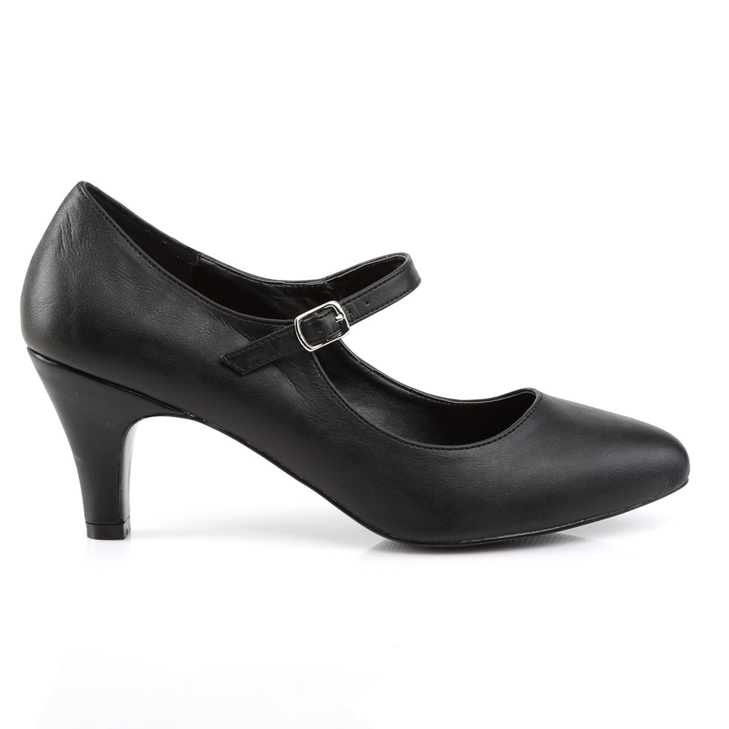 3" Block Heel D'orsay Mary Jane Pump Blk Faux Leather Pleaser Pleaser Pink Label DIVINE/440