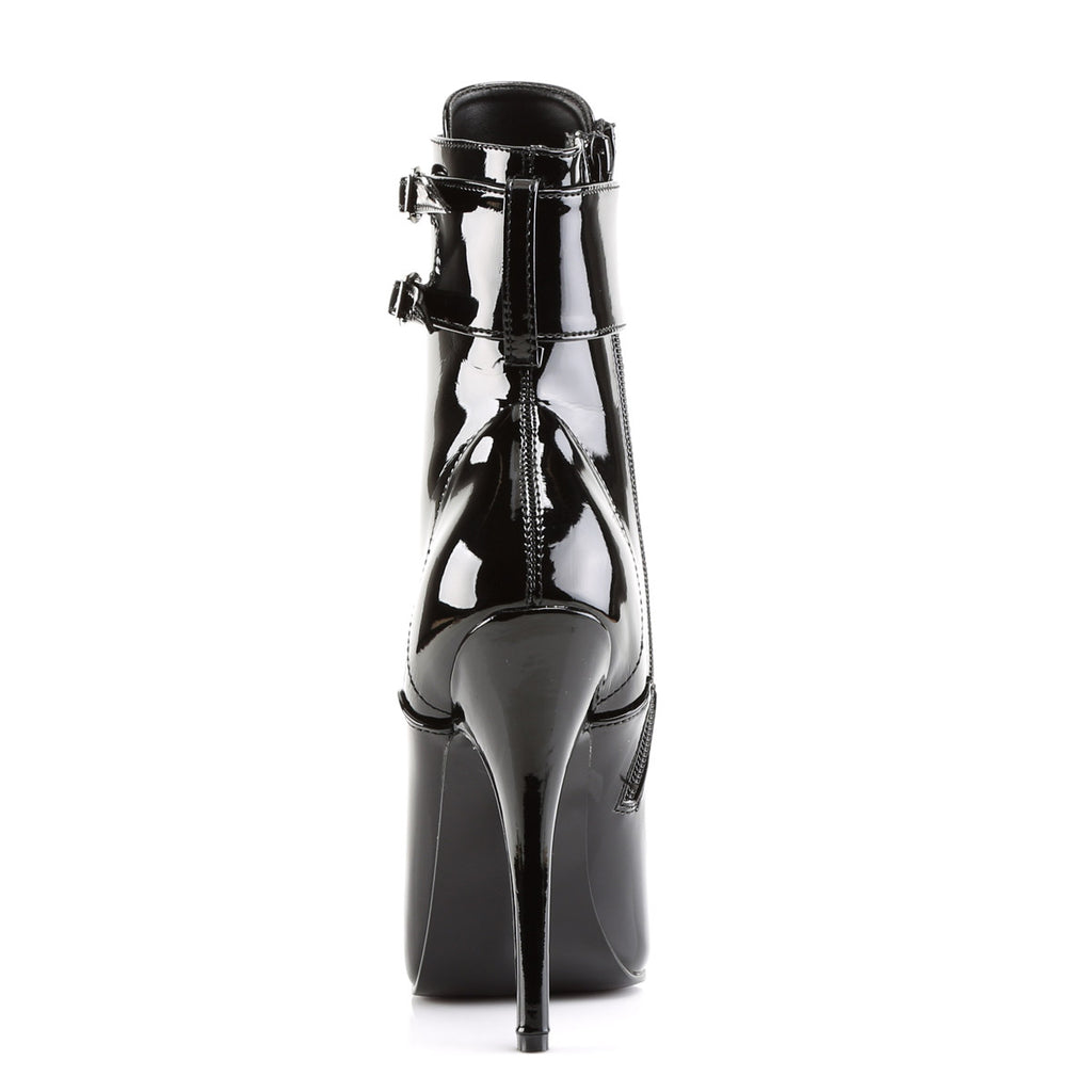 6" Ankle BT W/ Interchangeable Ankle Blk Pat Pleaser Devious DOMINA/1023