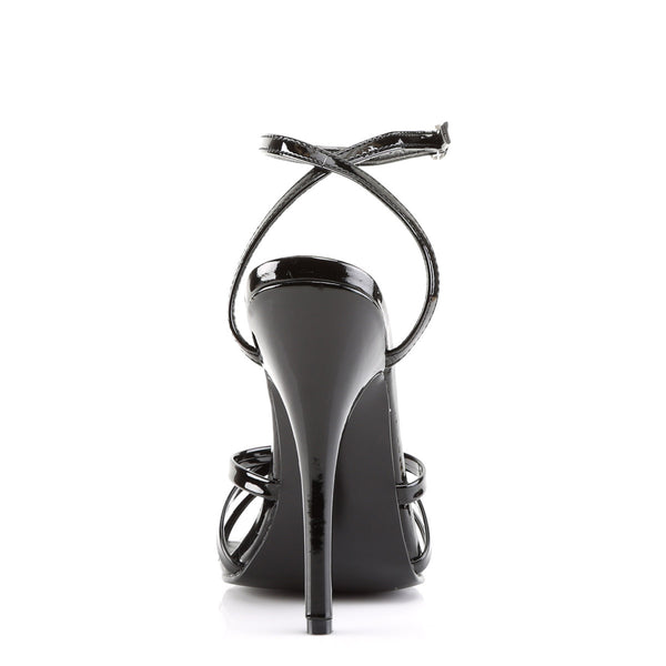 6" Strappy Ankle Wrap Sandal Blk Pat Pleaser Devious DOMINA/108