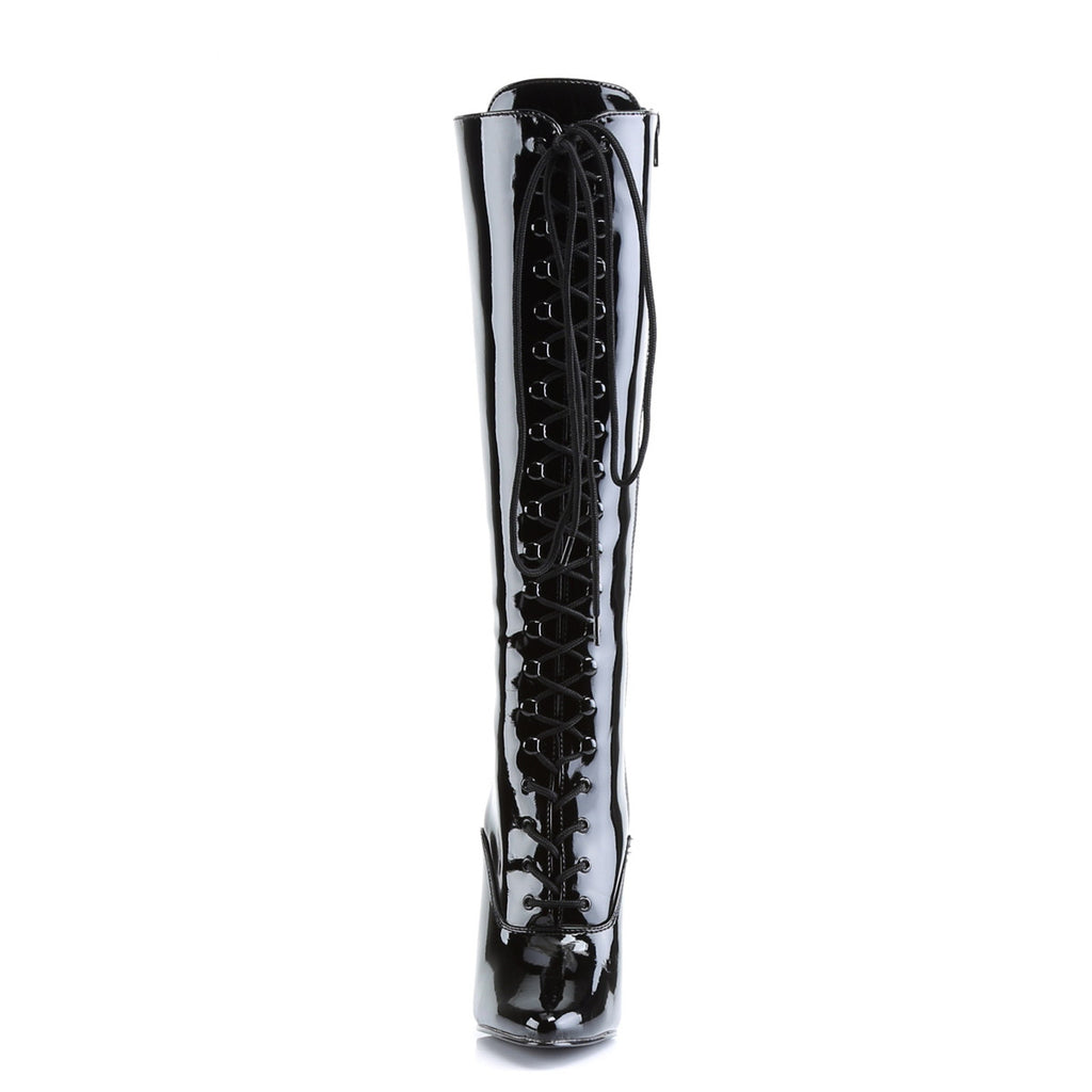 Sexy Zipper Side Full Lace Up Knee High Stiletto Heel Boots Shoes Pleaser Devious DOMINA/2020