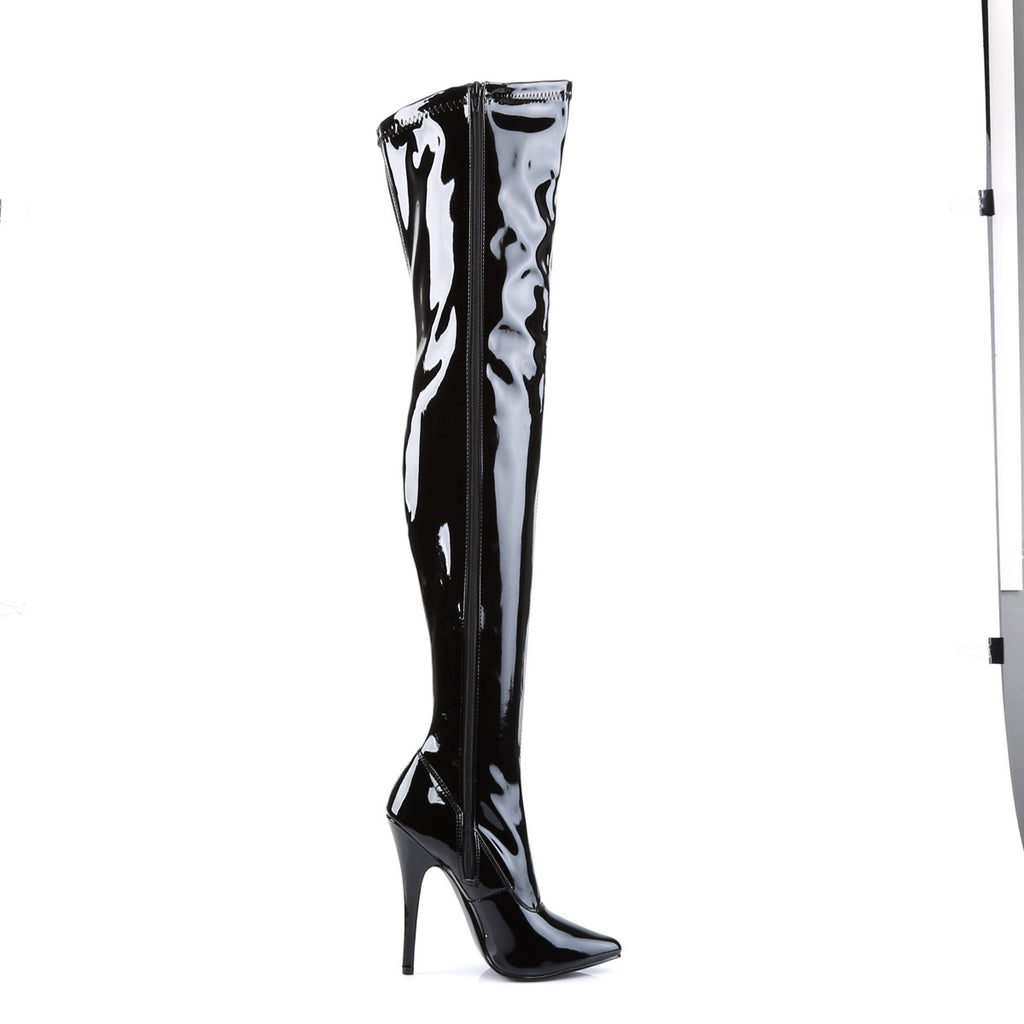 Sexy Zipper Side Stretch Thigh High Stiletto Heel Boots Shoes Pleaser Devious DOMINA/3000