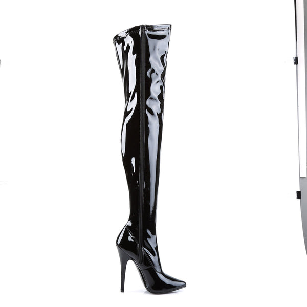 Sexy Zipper Side Stretch Thigh High Stiletto Heel Boots Shoes Pleaser Devious DOMINA/3000