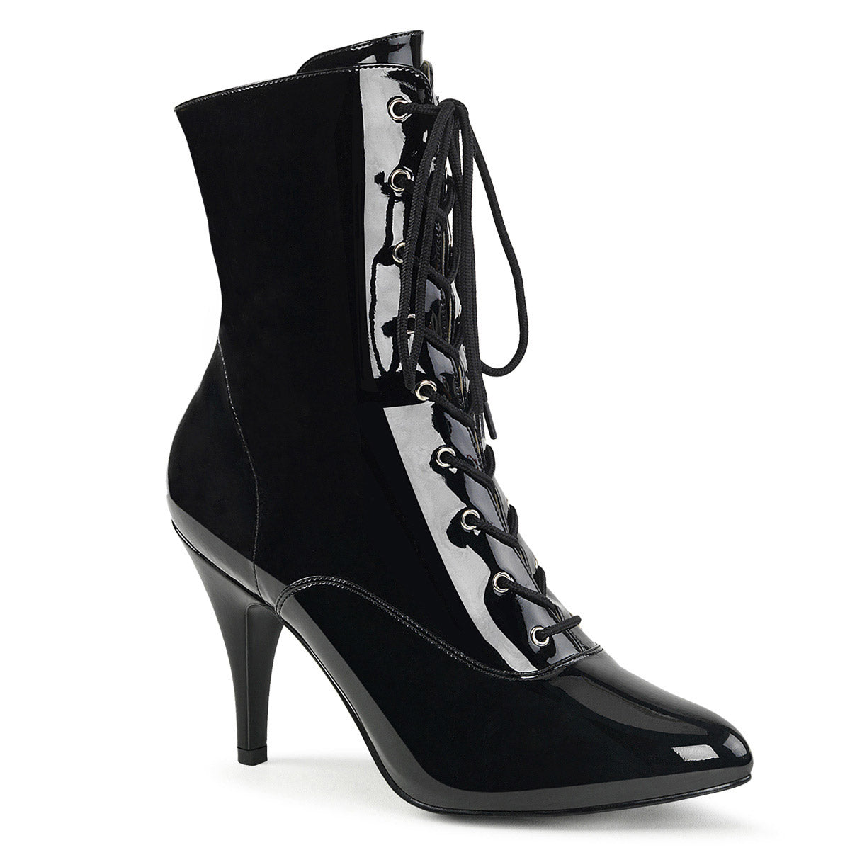 4" Heel Ankle Boot Blk Pat Pleaser Pleaser Pink Label DREAM/1020