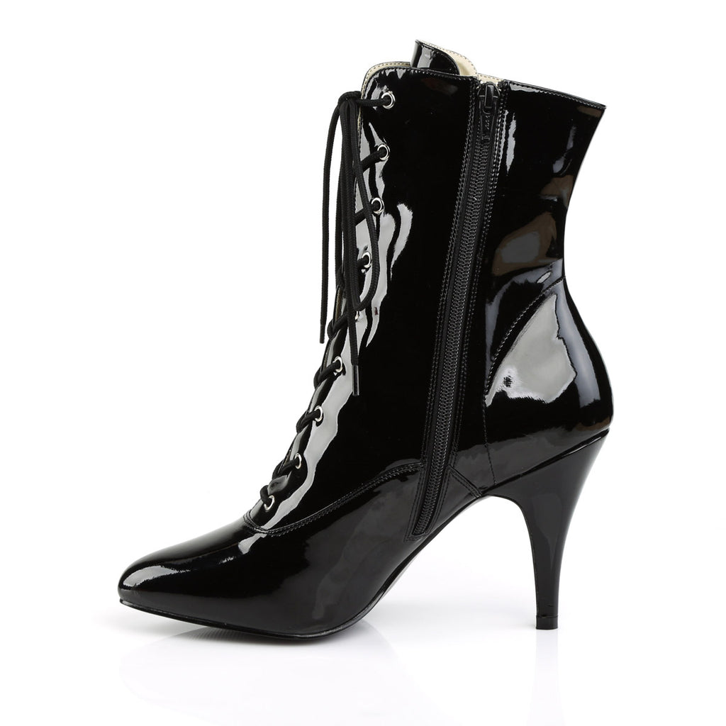 4" Heel Ankle Boot Blk Pat Pleaser Pleaser Pink Label DREAM/1020