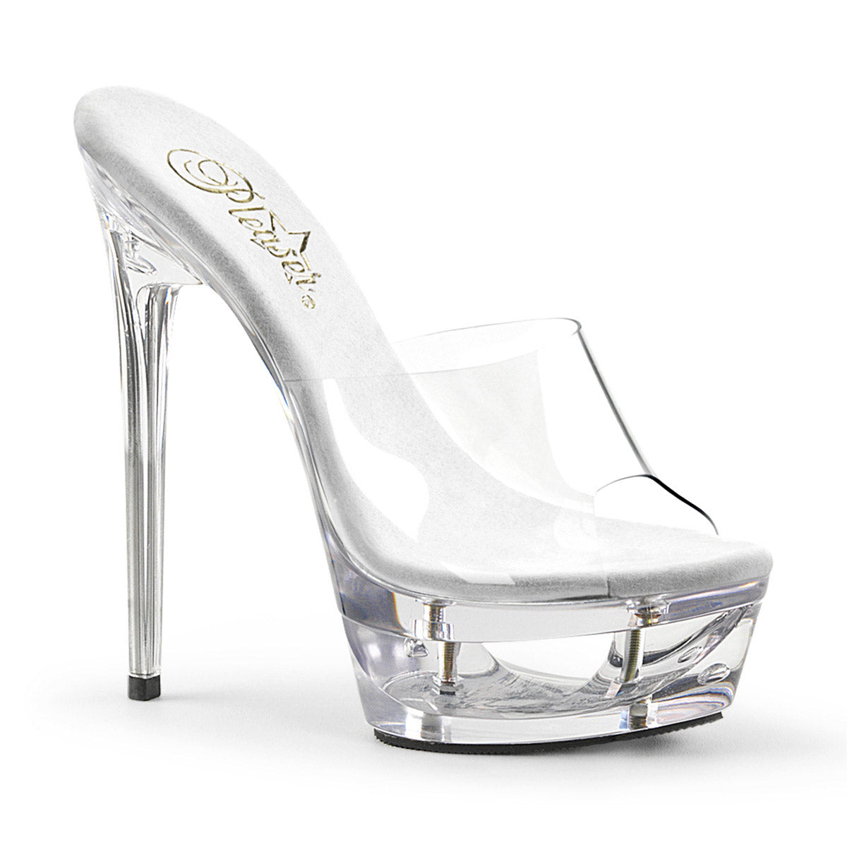 6 1/2" Heel, 1 3/4"Cut-Out PF Slide Clr/Clr Pleaser Pleaser ECLIPSE/601