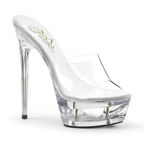 6 1/2" Heel, 1 3/4"Cut-Out PF Slide Clr/Clr Pleaser Pleaser ECLIPSE/601