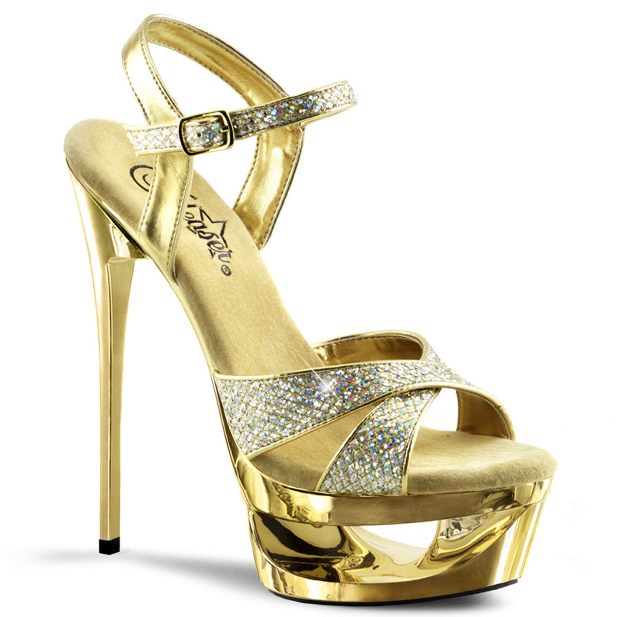 Sexy Cutout Platform Rhinestone Straps Stiletto High Heels Shoes Pleaser Pleaser ECLIPSE/619G Main image