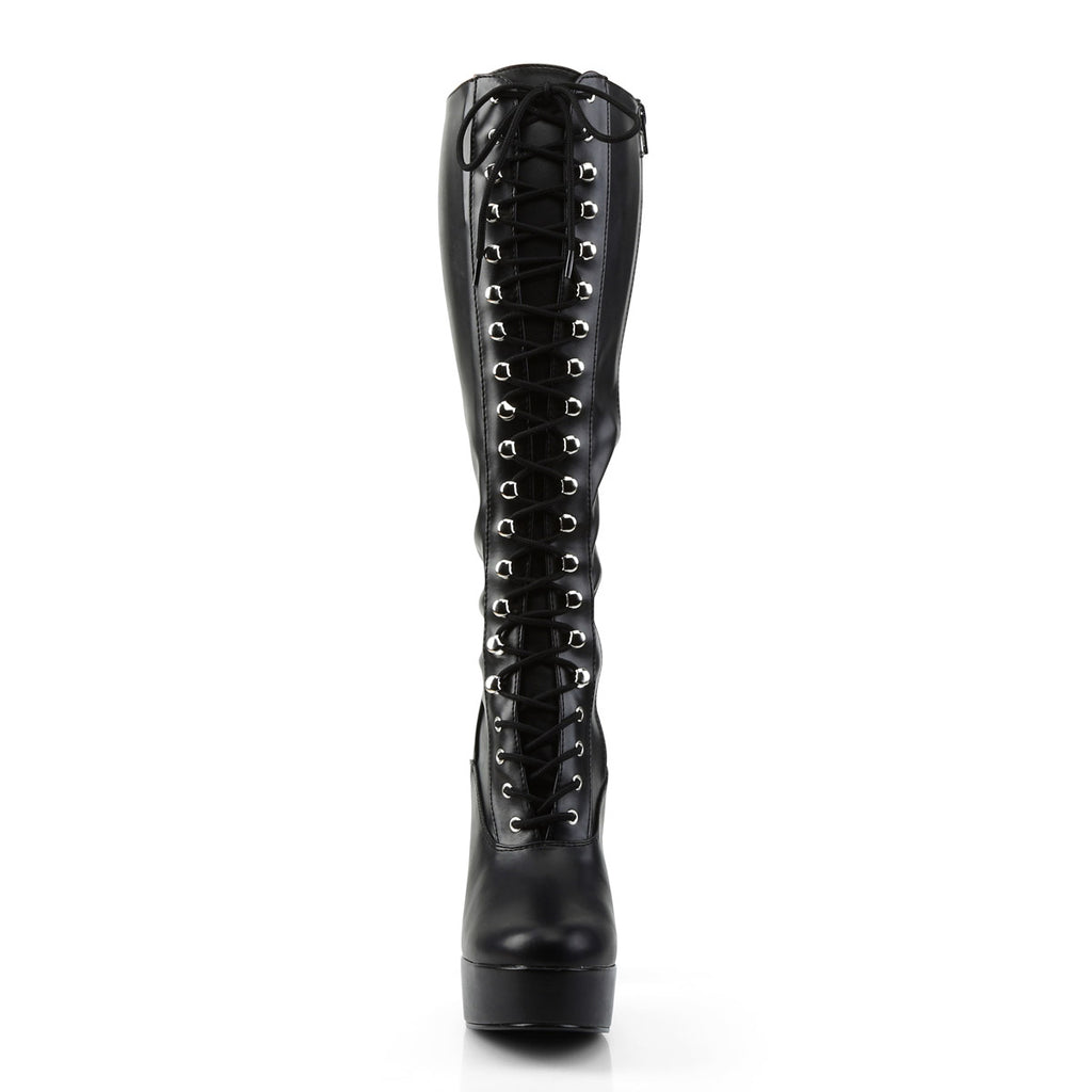Sexy Side Zipper Lace Up Platforms Knee High Stack Heel Boots Shoes Pleaser Pleaser ELECTRA/2023
