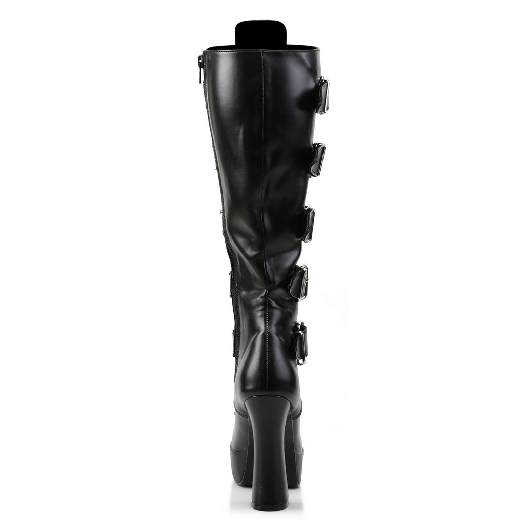 Kinky Buckle Strap Side Zip Platform Heels Knee High Boots Shoes Pleaser Pleaser ELECTRA/2042