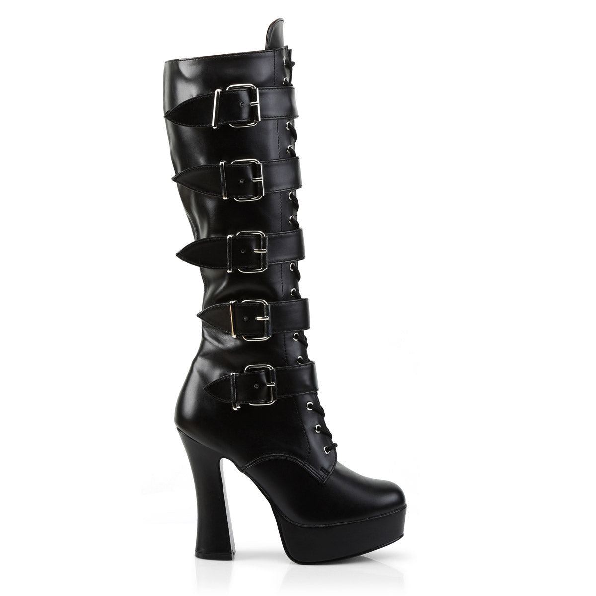 Kinky Buckle Strap Side Zip Platform Heels Knee High Boots Shoes Pleaser Pleaser ELECTRA/2042