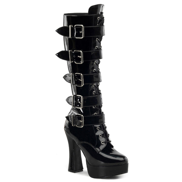 Kinky Buckle Strap Side Zip Platform Heels Knee High Boots Shoes Pleaser Pleaser ELECTRA/2042