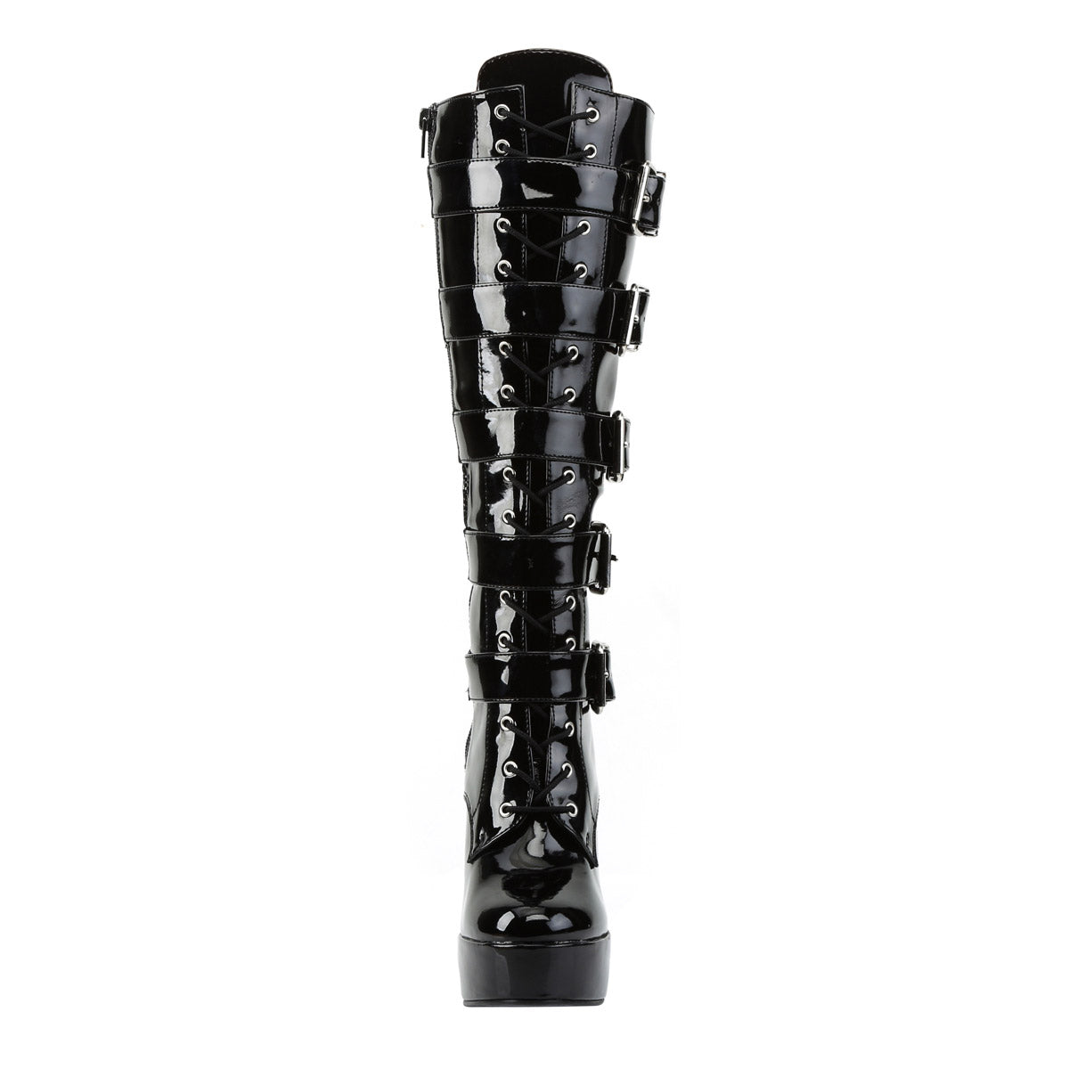 Kinky Buckle Strap Side Zip Platform Heels Knee High Boots Shoes Pleaser Pleaser ELECTRA/2042