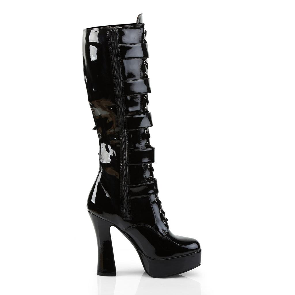 Kinky Buckle Strap Side Zip Platform Heels Knee High Boots Shoes Pleaser Pleaser ELECTRA/2042