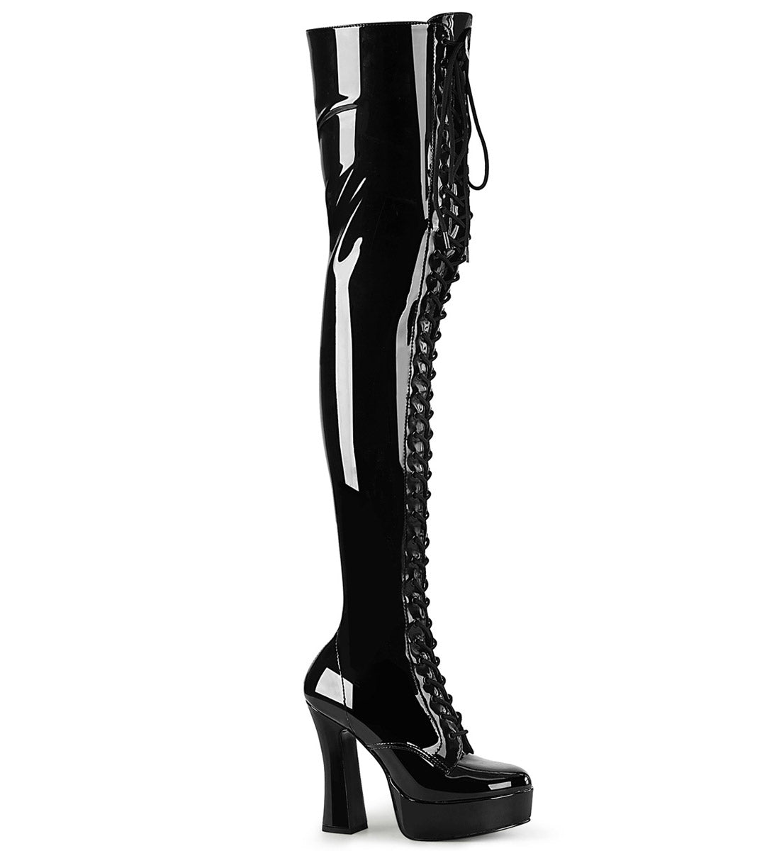 5" Heel, 1" PF Lace-Up Stretch Thigh Boot, Side Zip Pleaser Pleaser ELECTRA/3023 Main image