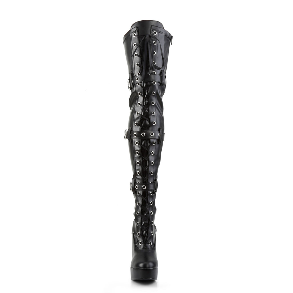 Sexy Buckle Strap Lace Up Thigh High Platform Stack Heel Boots Shoes Pleaser  ELECTRA/3028