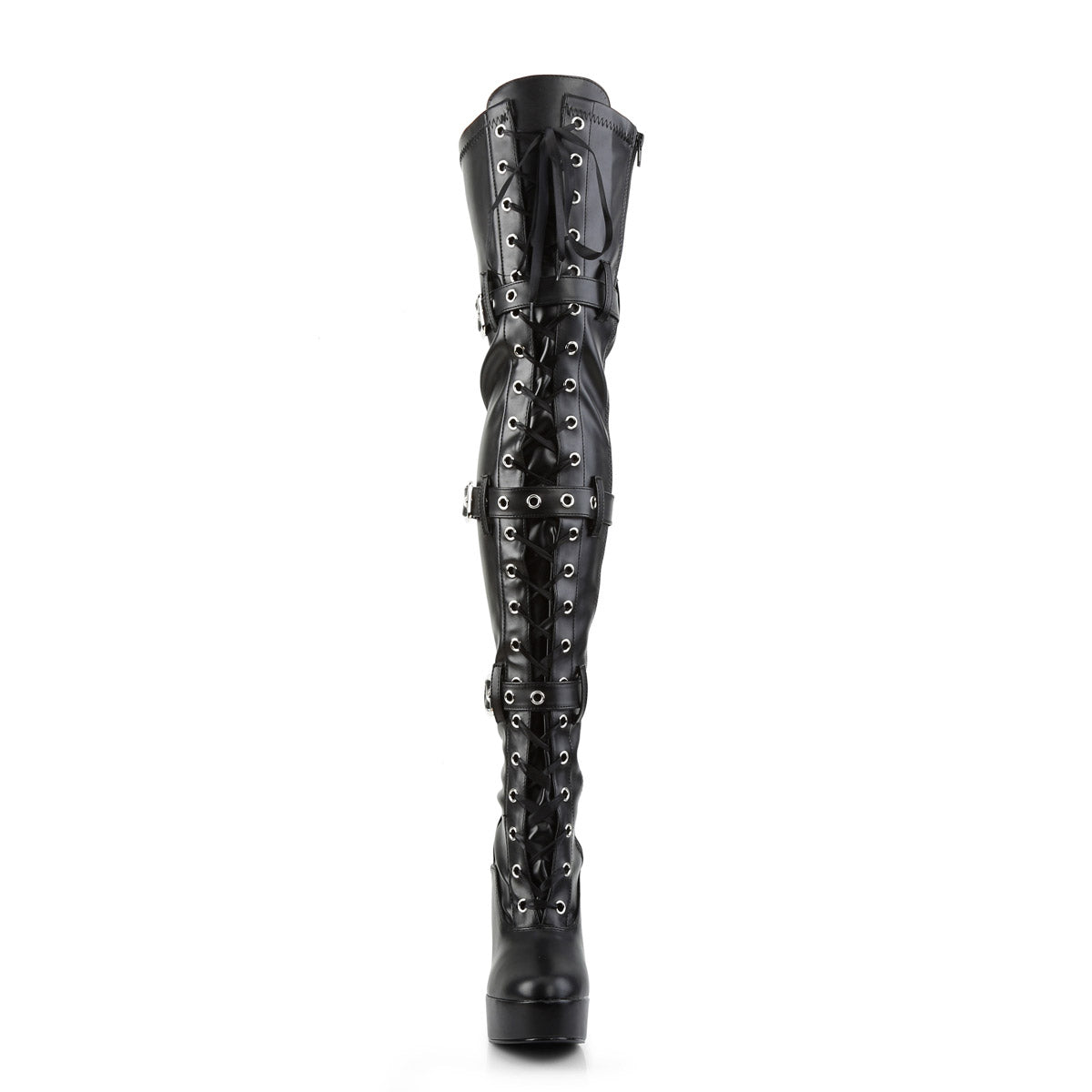 Sexy Buckle Strap Lace Up Thigh High Platform Stack Heel Boots Shoes Pleaser  ELECTRA/3028