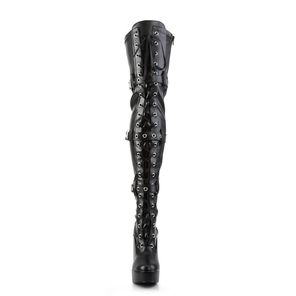 Sexy Buckle Strap Lace Up Thigh High Platform Stack Heel Boots Shoes Pleaser  ELECTRA/3028