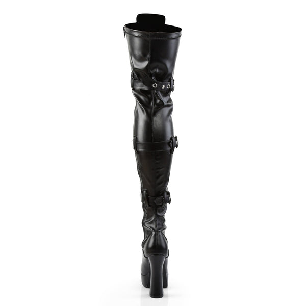 Sexy Buckle Strap Lace Up Thigh High Platform Stack Heel Boots Shoes Pleaser  ELECTRA/3028