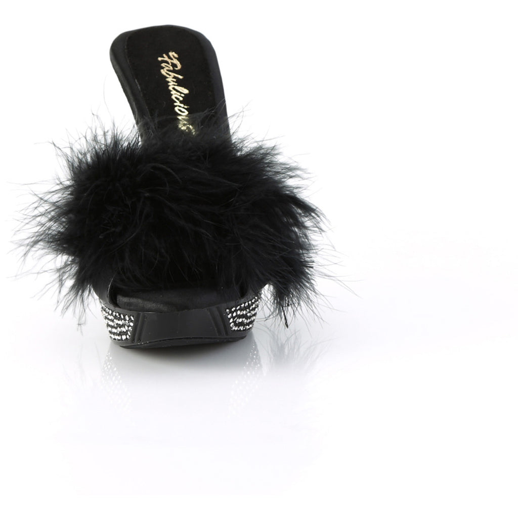 4 1/2" Heel, 1" Pf Marabou Fur Slipper Pleaser Fabulicious ELEGANT/401F