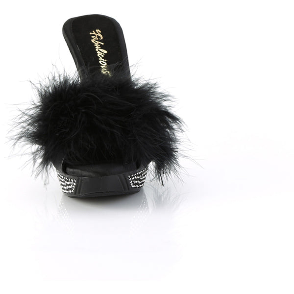 4 1/2" Heel, 1" Pf Marabou Fur Slipper Pleaser Fabulicious ELEGANT/401F