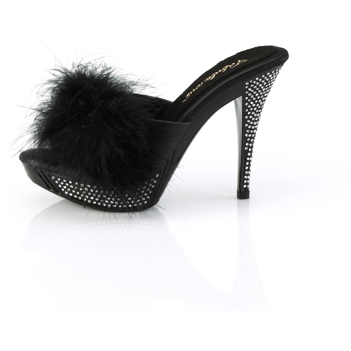 4 1/2" Heel, 1" Pf Marabou Fur Slipper Pleaser Fabulicious ELEGANT/401F