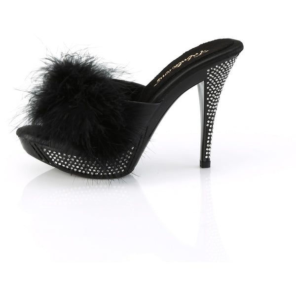 4 1/2" Heel, 1" Pf Marabou Fur Slipper Pleaser Fabulicious ELEGANT/401F