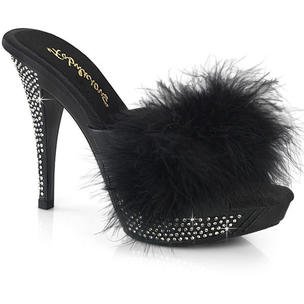 4 1/2" Heel, 1" Pf Marabou Fur Slipper Pleaser Fabulicious ELEGANT/401F