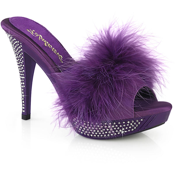 4 1/2" Heel, 1" Pf Marabou Fur Slipper Pleaser Fabulicious ELEGANT/401F